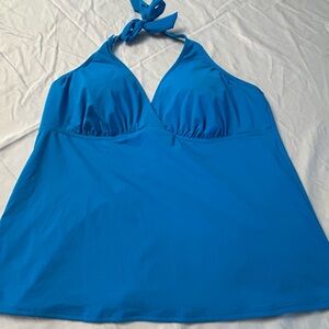 Lands' End Blue Halter Bikini Top